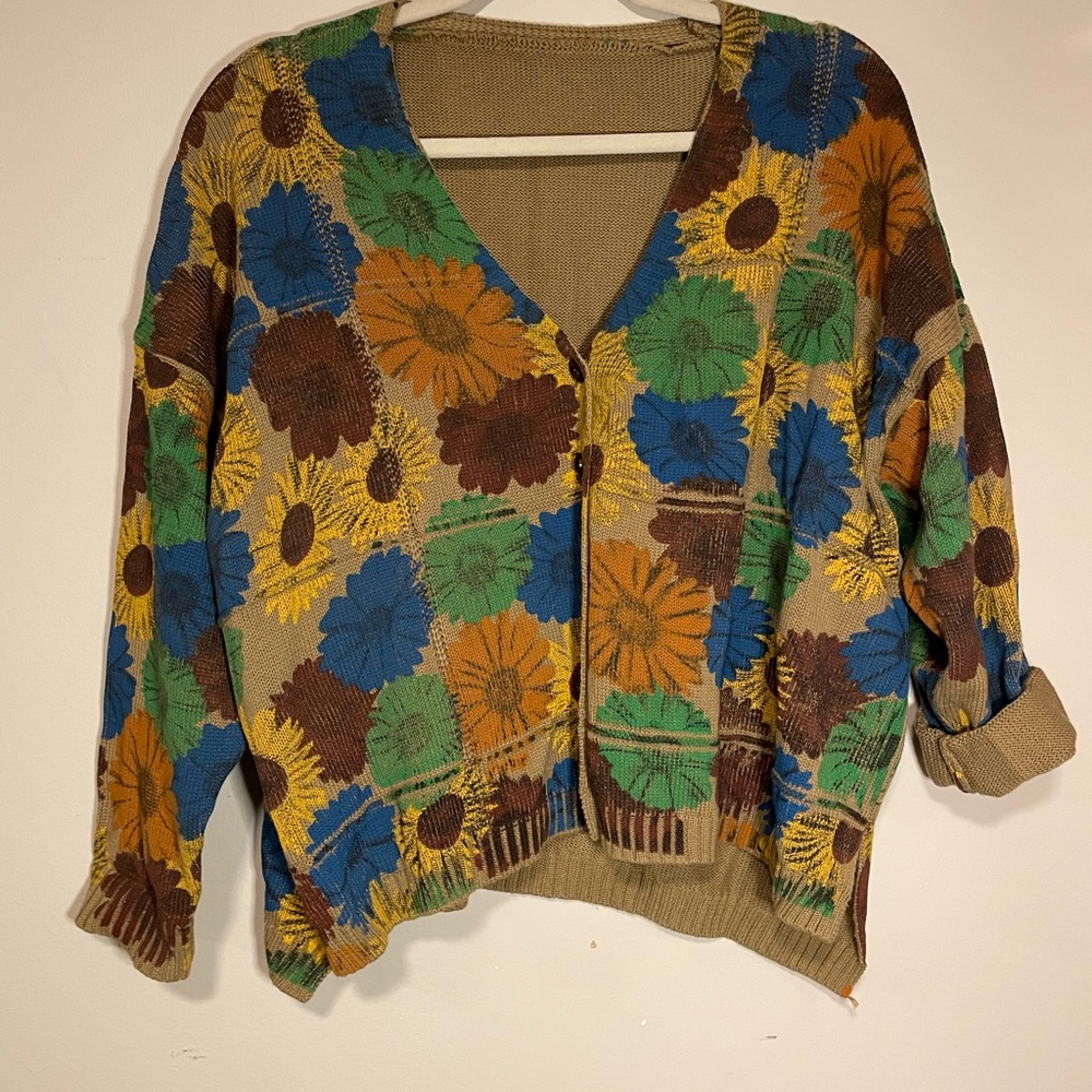Sunflower Patterned Women's Sweater